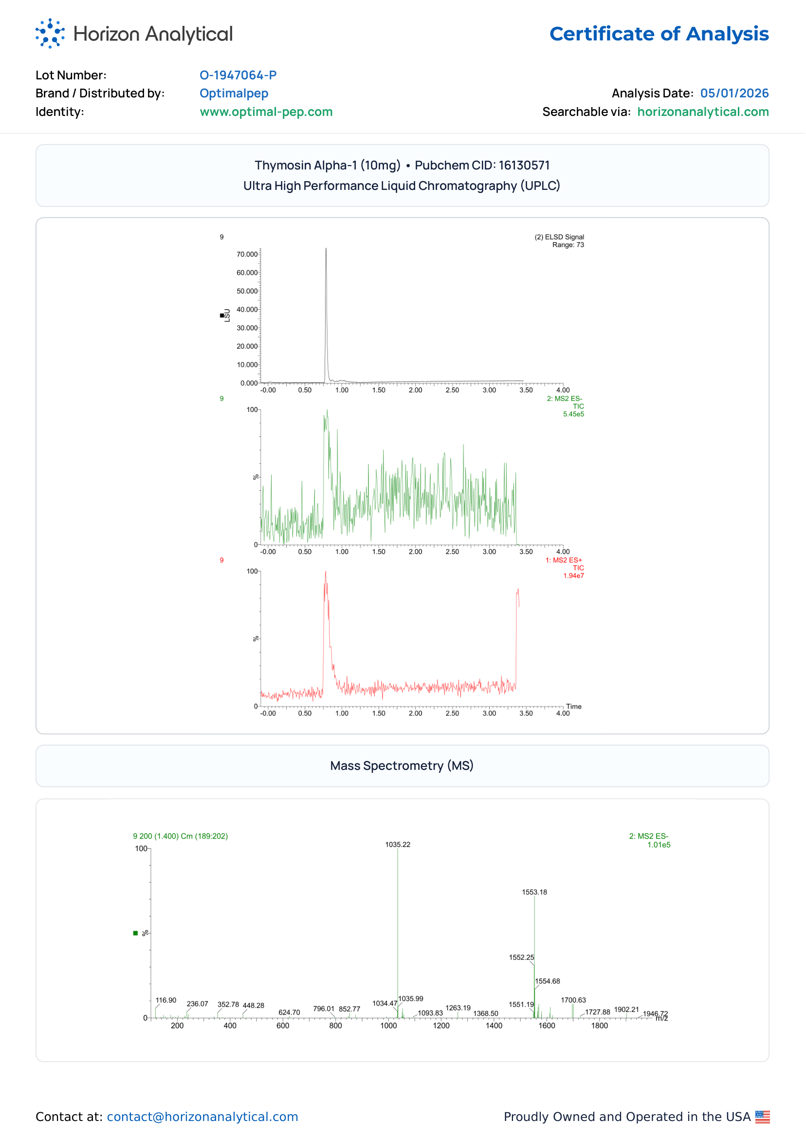 Thymosin Alpha-1 Purity COA Page 2