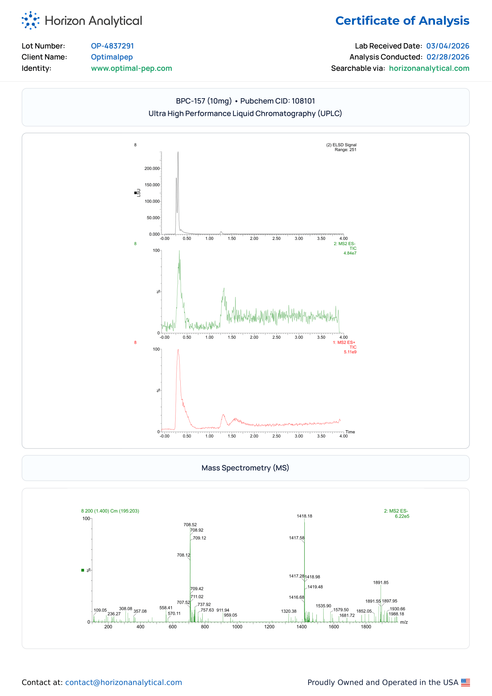 KLOW BPC-157 Purity COA Page 2